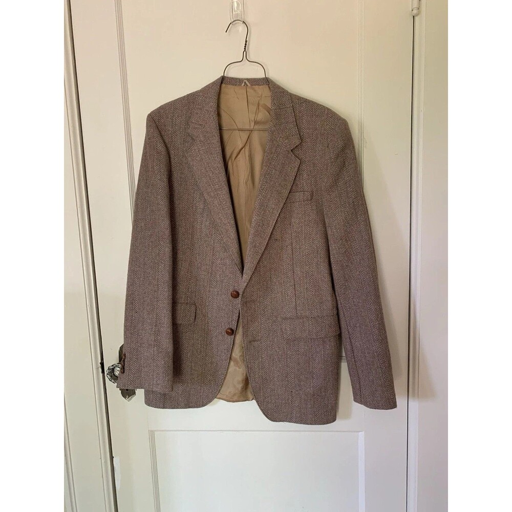 Vintage CHAMS Blazer Womens Suit Size M Jacket Light Brown Beige Business Casual
